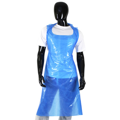 100 x Disposable Blue Polythene Aprons 27x40